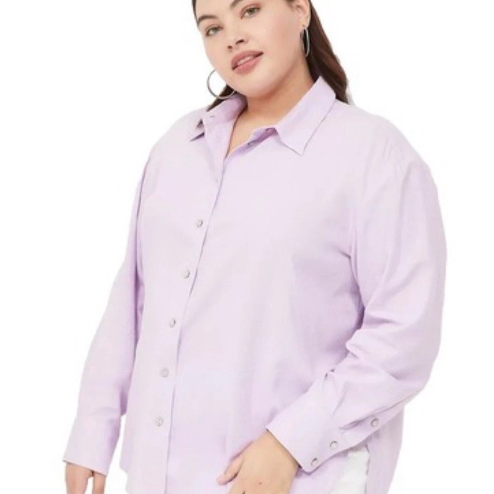 Lane Bryant NWT No Peek Linen Blend Lavender Button-Down -18-20